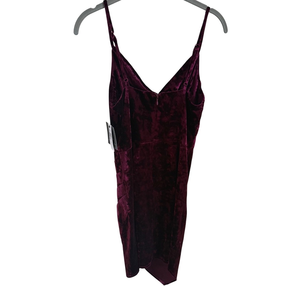 Y2K Velvet‎ Cowl Neck Mini Dress Wine Burgundy Holiday Glam Quiet Luxury Party S - Picture 4 of 6